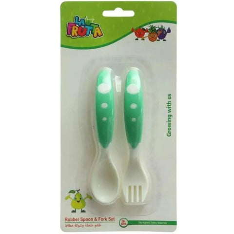 La Frutta 2-Piece Fork And Spoon Set, Blue, 4+ months