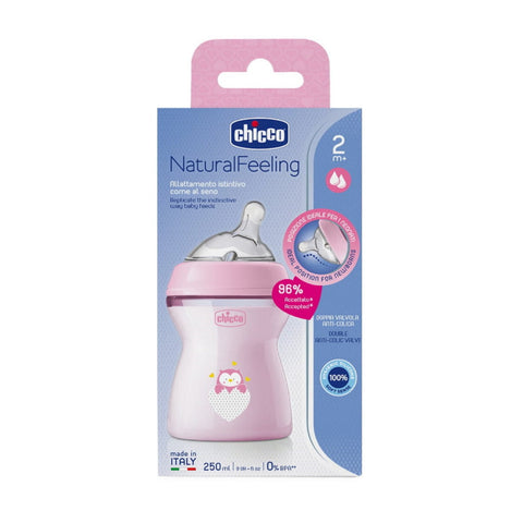 Chicco Natural feeling Bottle 250 ml +2m - Rose