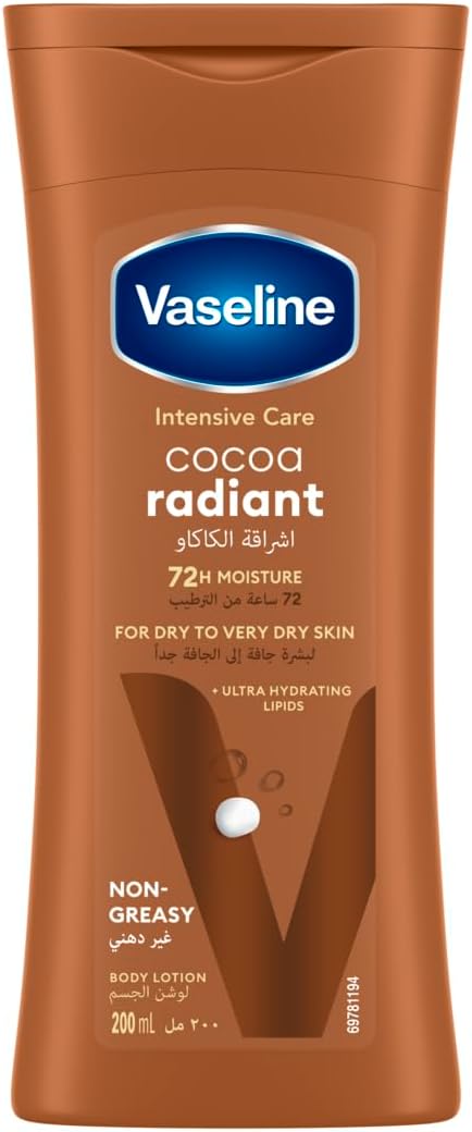 Vaseline® Body Lotion intensive care cocoa radiant made with 100% pure cocoa butter for a natural glow 200ML