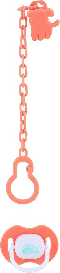 La Frutta round pacifier with holder orange