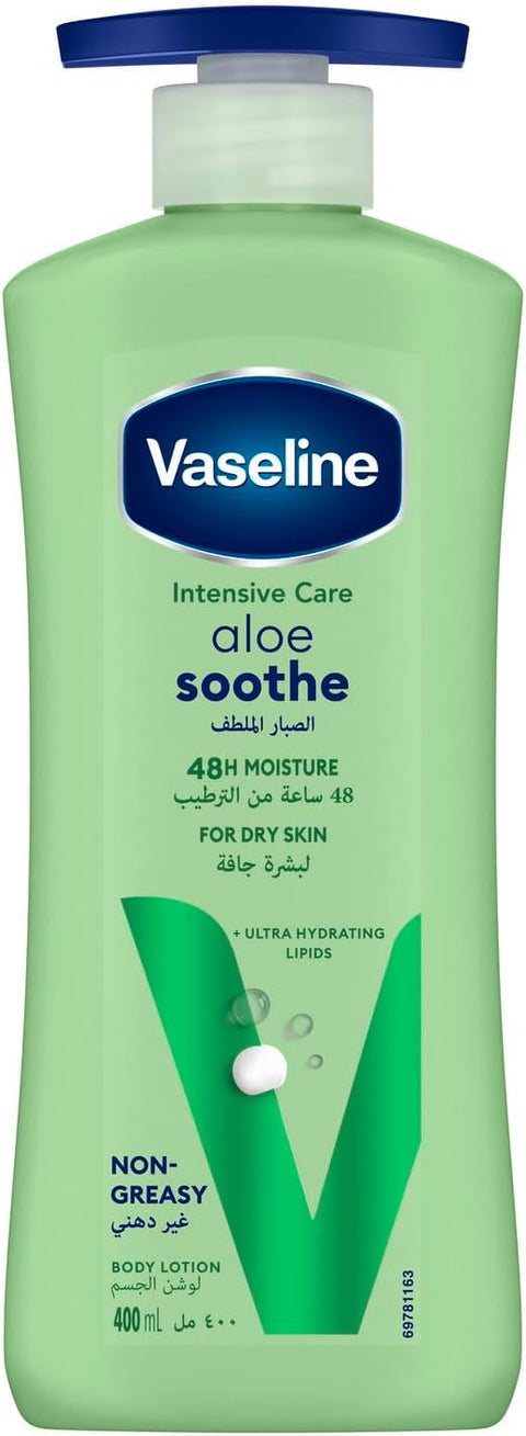 Vaseline Body Lotion Intensive care Aloe vera Soothe, heals & refreshes dry skin 400ML