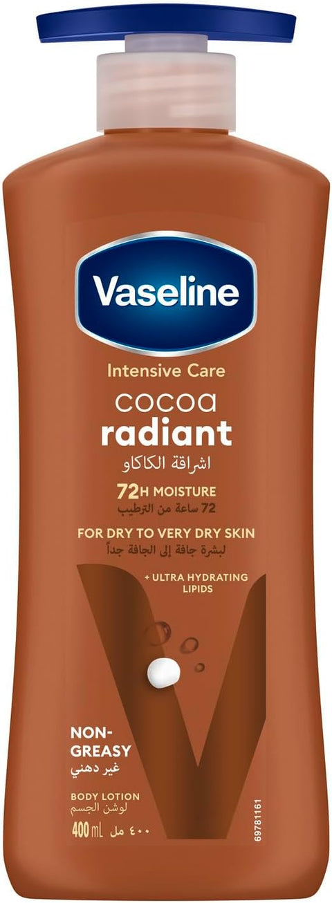 Vaseline® Body Lotion intensive care cocoa radiant made with 100% pure cocoa butter for a natural glow 400ML