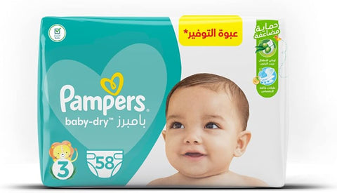 Pampers Baby Dry Diapers Size 3 Medium 6-10kg 58 Count