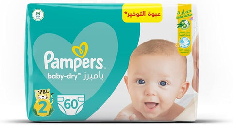 Pampers new baby-dry diapers, size 2, mini, 3-8kg, 60 count