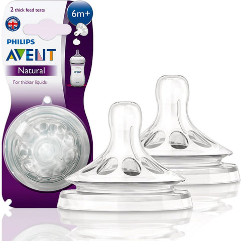 Avent Natural baby teat thick feed 6m+  2PK