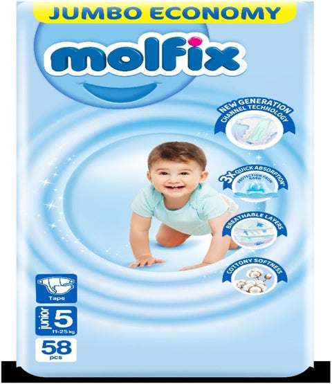 molfix jumbo size 5, 11-25kg 58 diapers