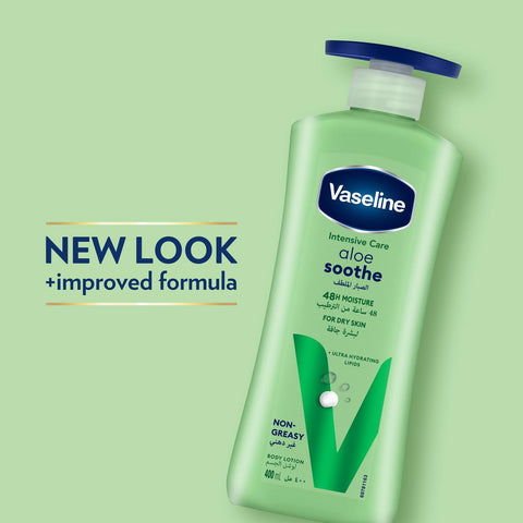 Vaseline Body Lotion Intensive care Aloe vera Soothe, heals & refreshes dry skin 400ML