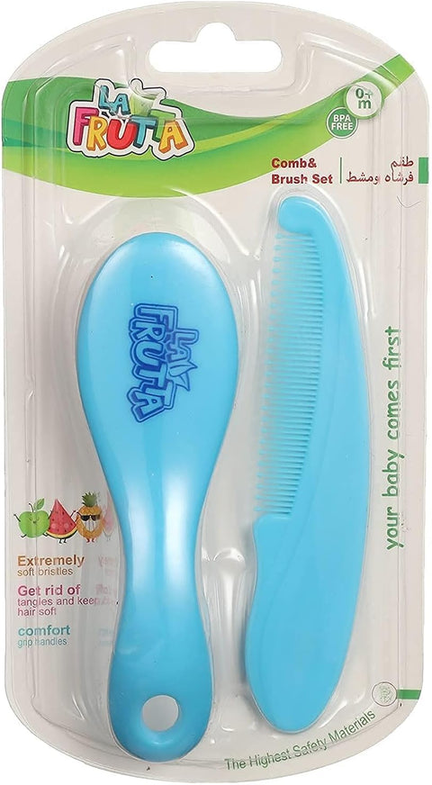 La Frutta 2-Piece Baby Comb And Brush Set (blue)