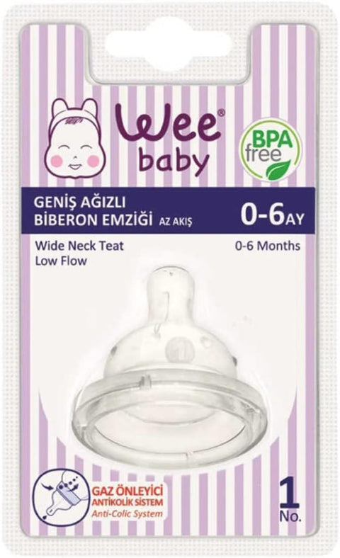 WEE Baby Spare Round Wide Neck Teat, Pack of 1 (0-6m)