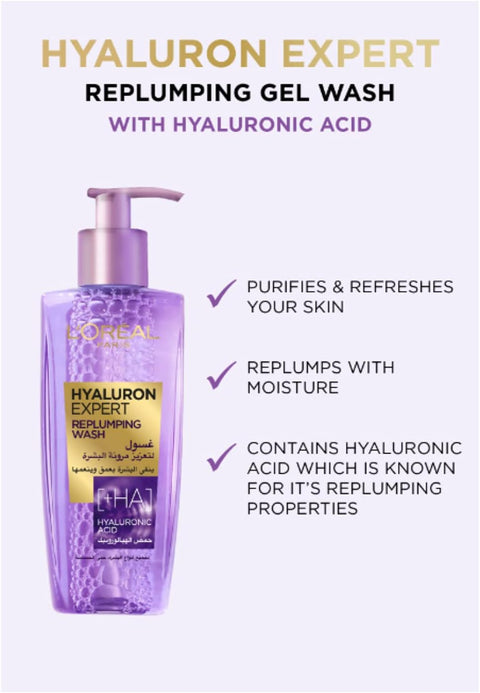 L’Oréal Paris Hyaluron Expert Replumping Face Wash with Hyaluronic Acid, 200ml