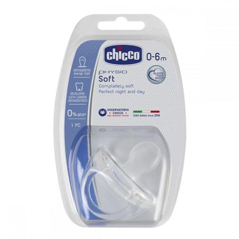 Chicco Silicone Physio Soft Soother 0-6m - clear