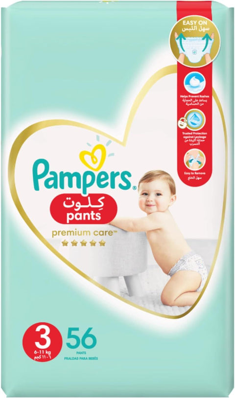 Pampers Premium Extra Care Pants, Size 3, 6-11kg, with lotion with aloe vera, 56 diapers