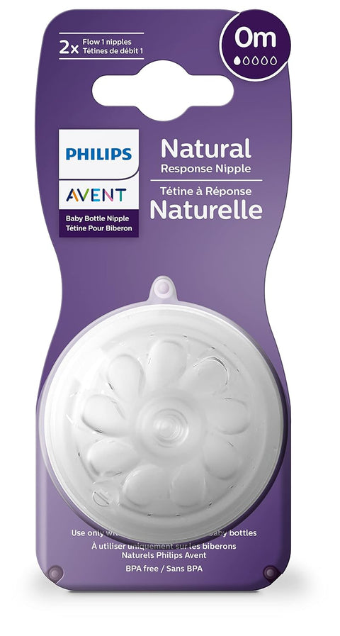 Avent Natural Response Nipple Flow 1 (0M) - 2 Pack