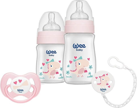 Wee Baby Dinosaur Printed Baby Bottles with Soother for Girls