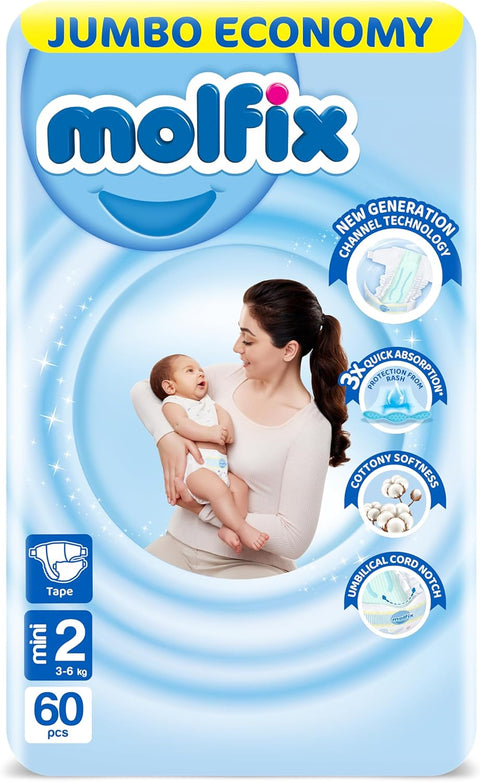 molfix jumbo size 2, 3-6kg, 60diapers