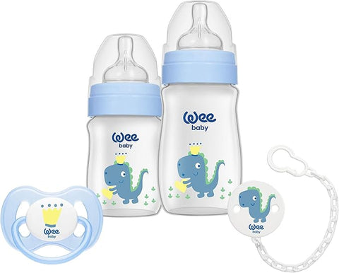 Wee Baby Dinosaur Printed Baby Bottles with Soother for Boys