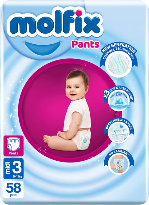 molfix pants size 3, 6-11kg, 58 diapers