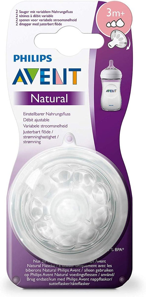 Avent Natural baby teat variable flow 3m+  2PK