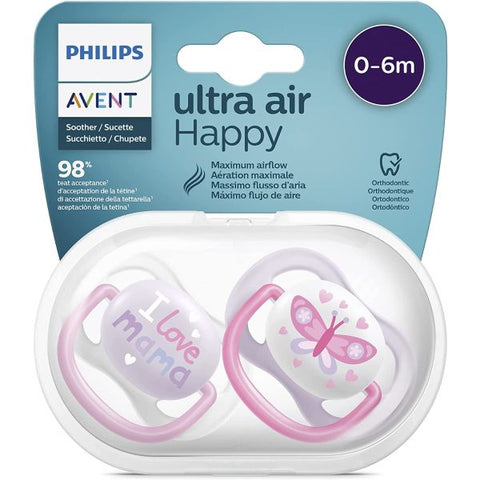 Avent Pacifier Air Coll 0-6m girl 2PK