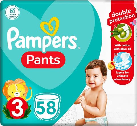 Pampers pants, size 3, 6-11 kg, 58 baby diapers