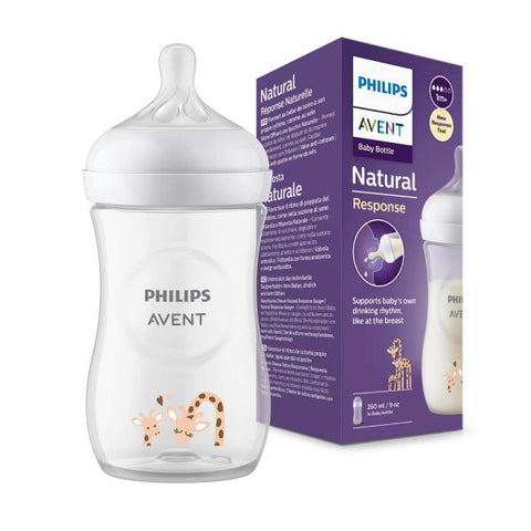 Avent Natural Bottle Response (1M+) 260ml- 1 Pack - Giraffe