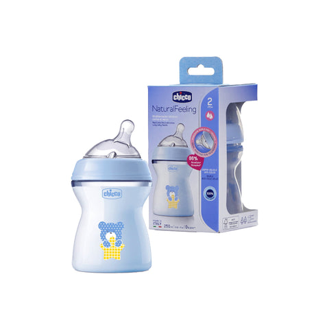 Chicco Natural feeling Bottle 250 ml +2m - BLUE