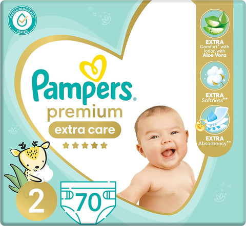 Pampers premium extra care , size 2, 3-8 kg, with lotion with aloe vera, 70 diapers