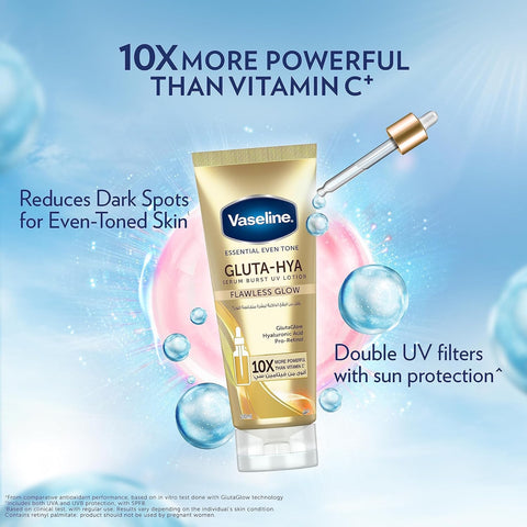 Vaseline Gluta-Hya Flawless Glow Serum Burst body Lotion,10x more powerful than vitamin c, for glowing & eventoned skin, 200ml