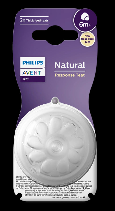 Avent Natural Response Nipple Flow 6 Thick Feed (6M+) - 2 Pack