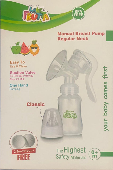 La Frutta Manual Breast Pump Regular Neck +2 Breast Pads FREE