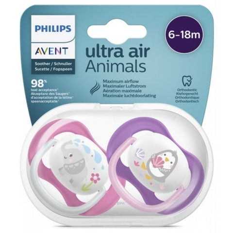 Avent Pacifier Ortho decorated 6-18m girl 2PK