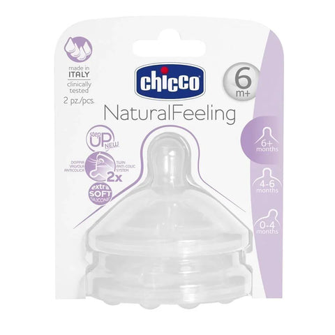 Chicco Naural feeling nipple 6M+ Fast Flow 2Pcs Silicone