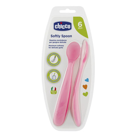 Chicco Soft Spoon Bi-Pack (Pink) 6m+