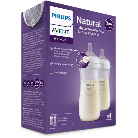 Avent Natural Bottle Response (3m+) 330ml- 2 Pack