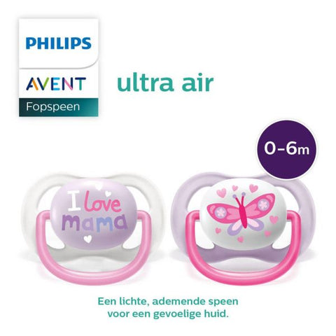 Avent Pacifier Air Coll 0-6m girl 2PK