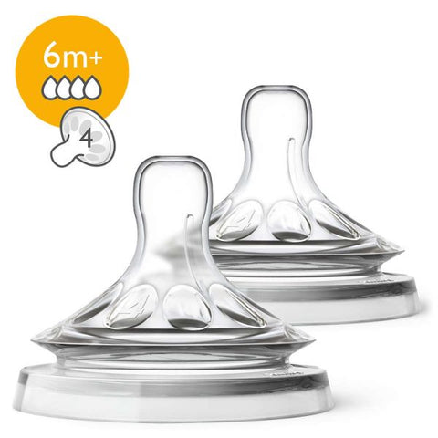 Avent Natural baby teat fast flow 6m+ 2PK